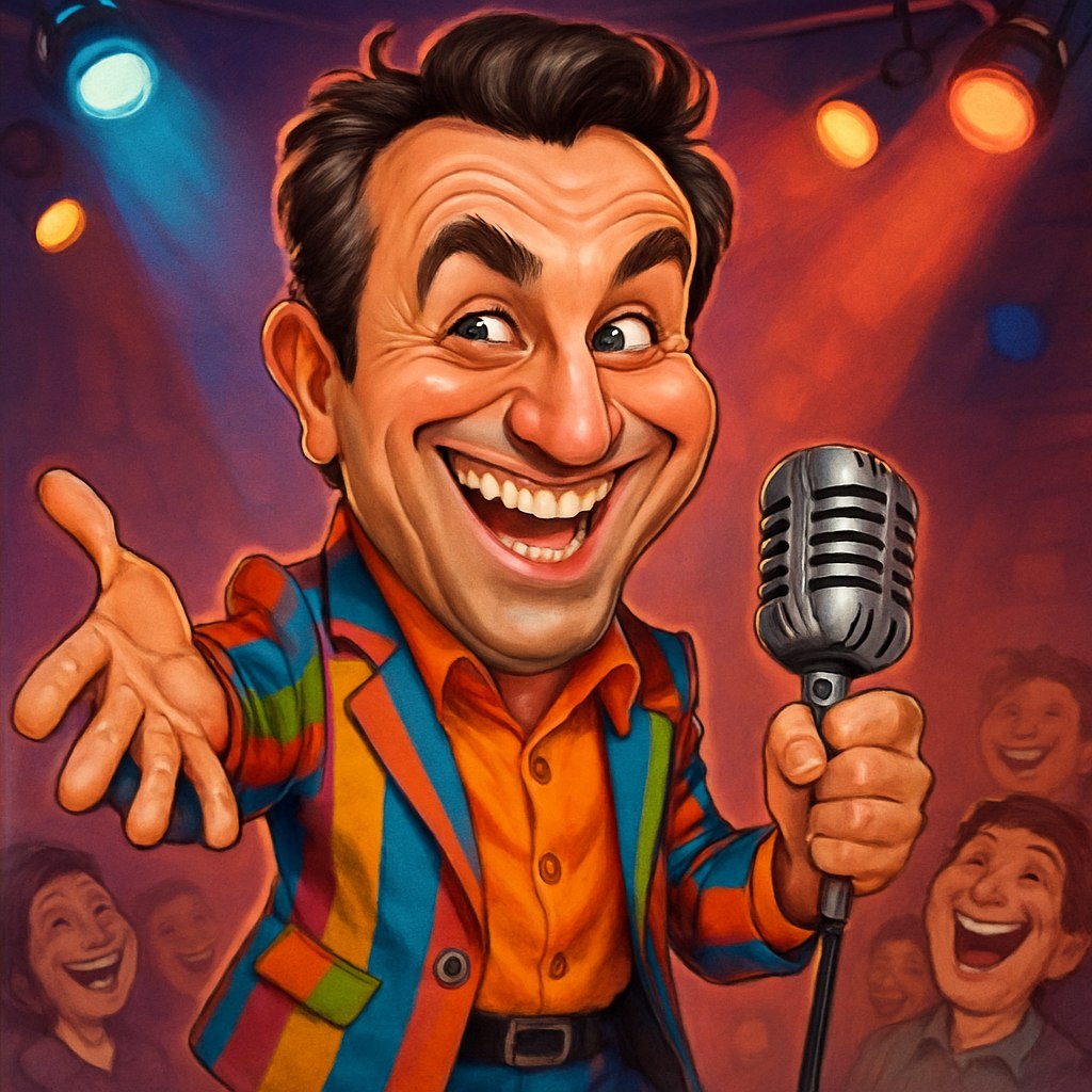 > یک کاریکاتور شاد و دوست‌داشتنی از مریم امیرجلالی طراحی کن. او را با لبخند دلنشین و چهره‌ی پرانرژی‌اش به تصویر بکش. موهای او را با استایلی شیک و حجیم نشان بده، و او در حال پوشیدن یک لباس زیبا با طرح گل‌های ایرانی باشد. دستش یک چای‌خوری سنتی یا یک قابلمه کوچک پر از خورشت قورمه‌سبزی باشد که اشاره‌ای به نقش‌های گرم و خانمانه‌اش در تلویزیون داشته باشد. فضای اطراف شامل المان‌های خانه‌ای سنتی و صمیمی باشد. سبک کاریکاتور باید حس شادی، گرما و صمیمیت او را به خوبی منعکس کند. ☕🌺🏡