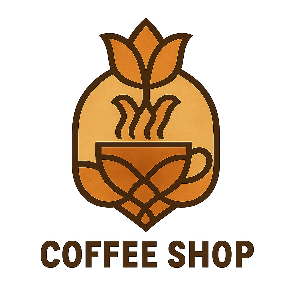 یک لوگوی مدرن و منحصر‌به‌فرد برای یک کافی‌شاپ طراحی کن. از خطوط ساده و نقوش کاشی‌کاری ایرانی الهام بگیر و از رنگ‌های گرم مثل قهوه‌ای و نارنجی همراه با کمی طلایی استفاده کن. فرم لوگو باید ترکیبی از یک استکان چای و یک گل ایرانی (مانند لاله) باشد.