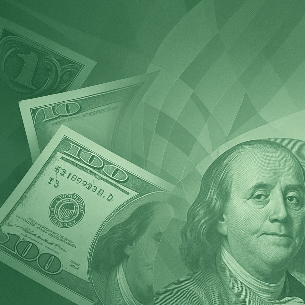 بک‌گراندی شیک، متفاوت و باکیفیت بالا با محوریت دلار آمریکا به‌عنوان المان اصلی. تصویر شامل طرح‌هایی مدرن و خلاقانه از اسکناس‌های دلار (مانند پترن‌های لایه‌ای، عناصر گرافیکی هندسی یا افکت‌های نور subtle روی بافت اسکناس) باشد، به‌گونه‌ای که تصویر ظاهری لوکس، تمیز و متفاوت داشته باشد. رنگ غالب تصویر شامل سبز کلاسیک دلار، خاکستری، و سفید با جزئیات دقیق و جلوه‌ای حرفه‌ای باشد. بک‌گراند مناسب استفاده در طراحی‌های دیجیتال، تبلیغات مالی یا صفحات رسمی کسب‌وکارهای اقتصادی باشد. در طراحی از بافت‌های نرم، تکرار هنرمندانه اسکناس یا جزئیات چهره روی دلار استفاده شود، بدون شلوغی و با رعایت اصول مینیمال و لوکس.