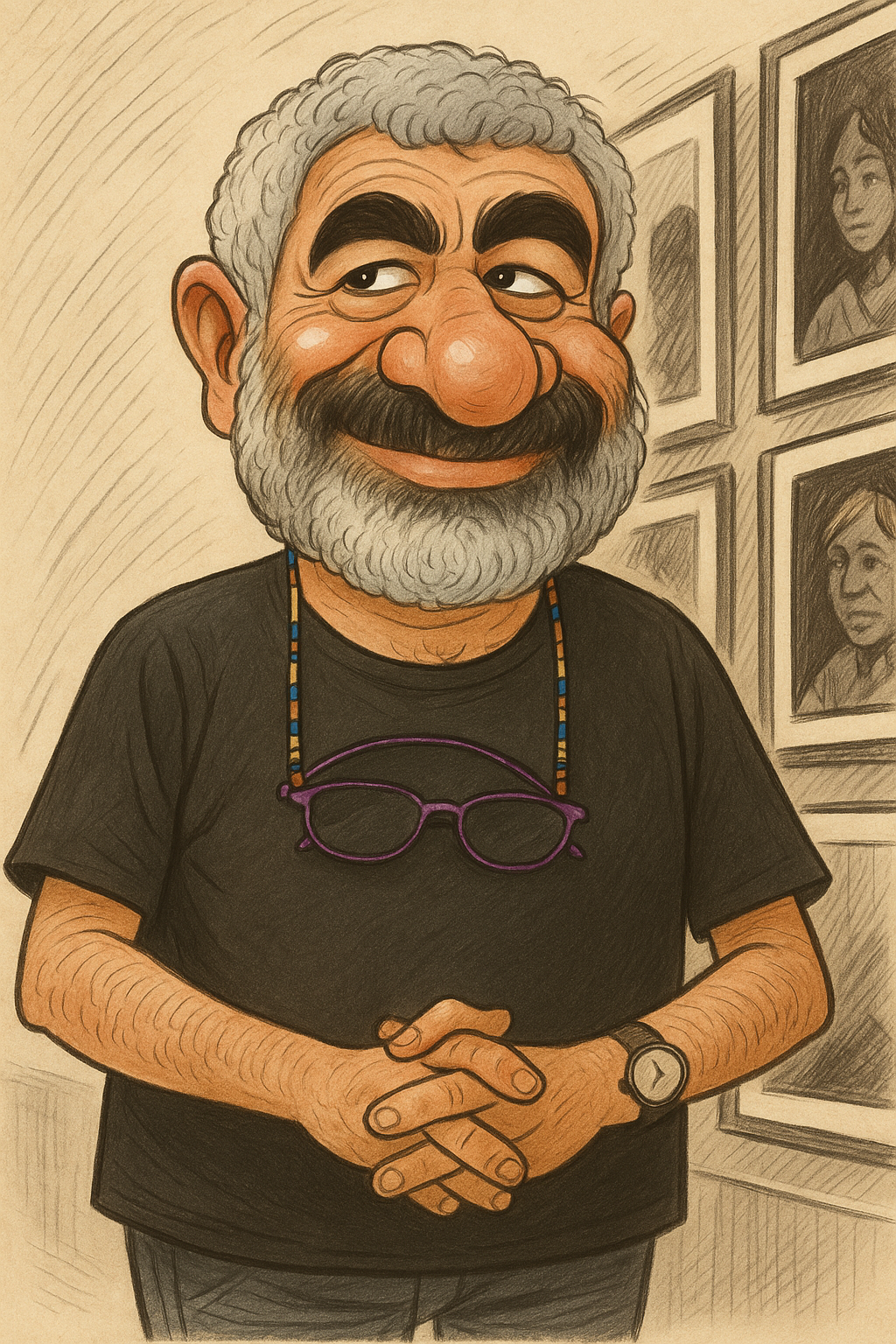 یک کاریکاتور با مزه از سروش صحت تولید کن