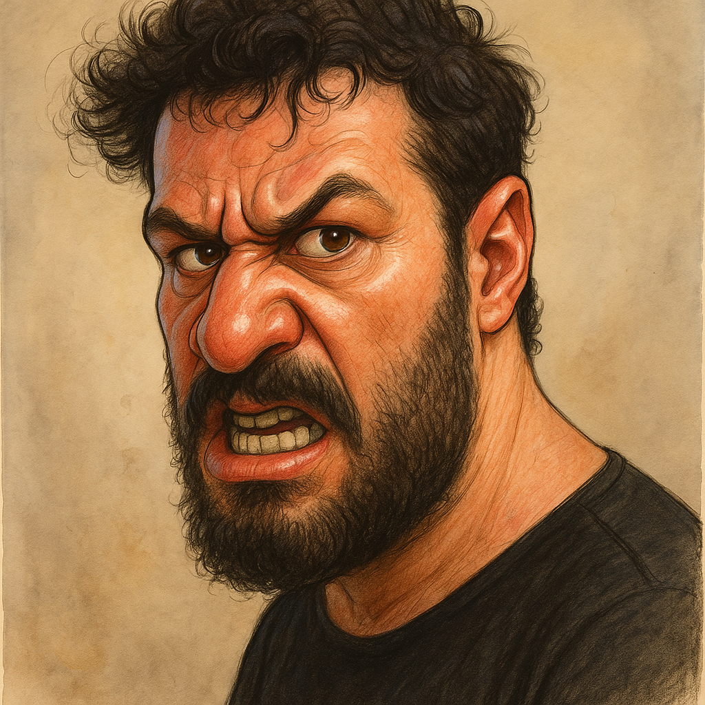 کاریکاتور جواد عزتی در سریال وحشی در حالیکه خشمگین است