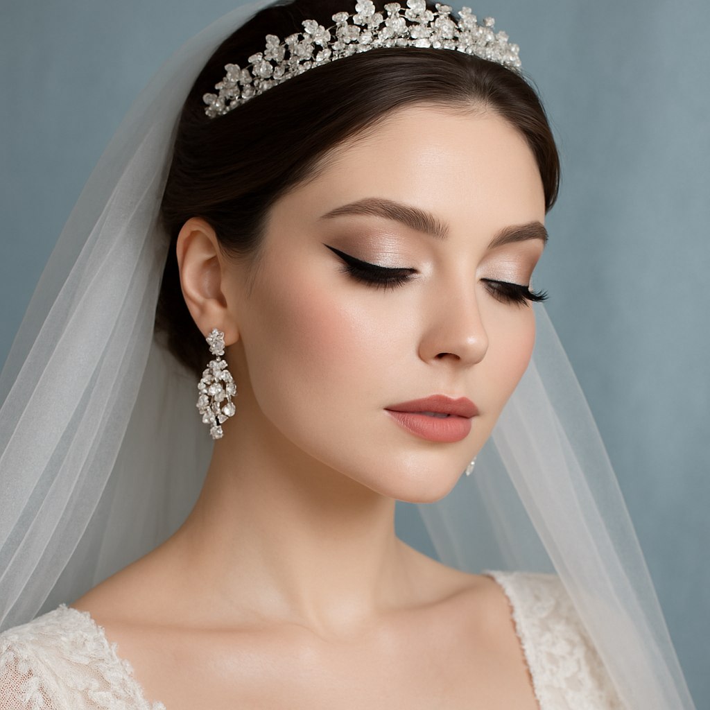 پایه‌های اصلی طراحی:

1. رنگ‌بندی کلیدی:
- سفید یخچالی (پایه اصلی)
- هایلایت مرواریدی
- سایه‌های خنثی گرم (برای کانتورینگ)
- پاپ رنگی ملایم (صورتی غباری یا هلویی برای گونه)

2. المان‌های فرهنگی ایرانی:
- خط چشم بال پرستویی نرم (با الهام از خطوط نگارگری)
- آرایش ابروی کمانی ظریف
- پتینه طلایی مات (در اندازه‌های میکرو)

3. ترندهای جهانی 2024:
- پوست 