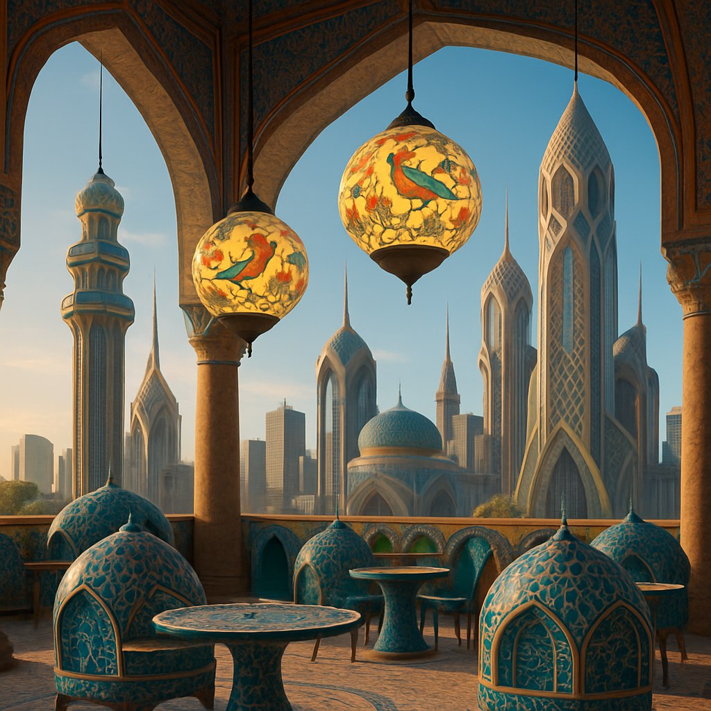 عکسی سه بعدی از کافه ای مدرن در برج ایرانی-فیوچر