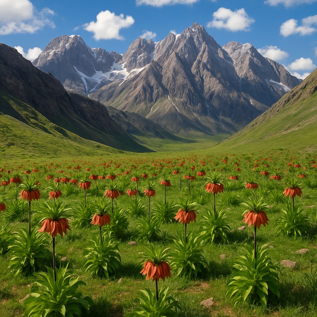 منظره دشت لاله واژگون در رشته کوه های زاگرس