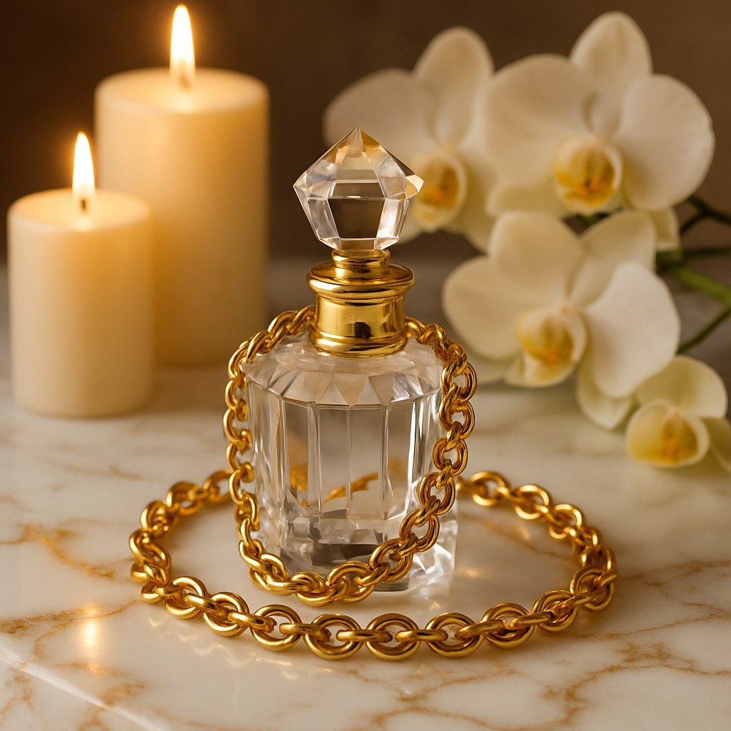 عکس تبلیغاتی برای شیشه عطر شیک در فضای لوکس و مجلل