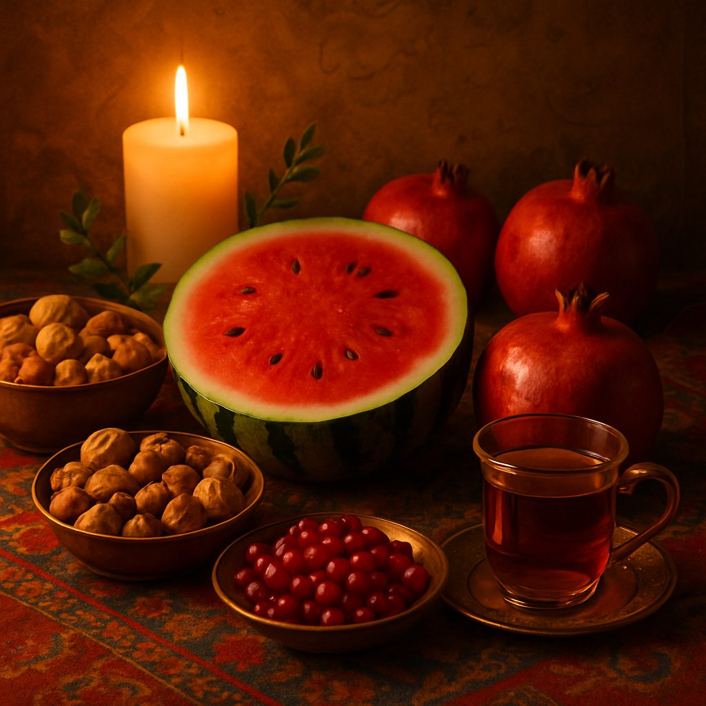 بک‌گراند یلدایی با کیفیتی در حد عکس واقعی، الهام‌گرفته از فرهنگ و هنر ایرانی. صحنه شامل چیدمانی زیبا از میز شب یلداست با المان‌های سنتی مانند انار، برش‌های هندوانه، آجیل، چای ایرانی، شمع و سفره‌ سنتی ایرانی. نورپردازی گرم و ملایم، فضایی صمیمی و دل‌نشین، بافت‌هایی دقیق مانند پارچه دست‌باف یا ظروف سنتی. امکان افزودن نقوش ایرانی یا ابیاتی لطیف از شعر فارسی به‌صورت نامحسوس در پس‌زمینه. تصویری اصیل، زیبا، و مناسب برای القای حس شب یلدا.
ویژگی‌های تصویری پیشنهادی:
نورپردازی شبیه نور شمع یا نور زرد ملایم
استفاده از رنگ‌های یلدایی: قرمز، سبز، کرم، طلایی
ترکیب فضای سنتی و رمانتیک با حس جشن