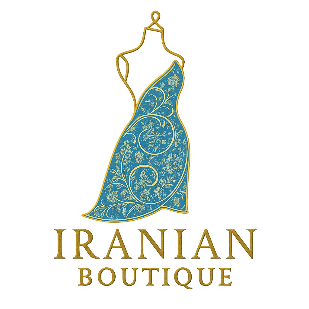 یک لوگوی جذاب و زیبا برای بوتیک لباس ایرانی که از تصویر یک مانکن با طراحی مدرن و ظریف استفاده کند، به همراه جزئیاتی مانند پارچه‌ای با نقش‌های اسلیمی یا مینیاتوری. طراحی باید شیک و مناسب برای برندی که کیفیت و اصالت را نمایش می‌دهد باشد. رنگ‌های کرم، سفید، طلایی و یک رنگ پویا مانند آبی فیروزه‌ای برای ایجاد حس منحصر به فرد بودن استفاده شود.