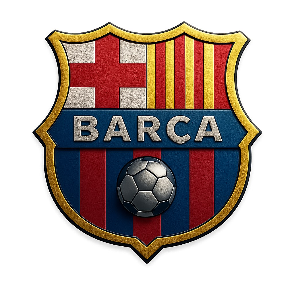 لوگوی جدید باشگاه فوتبال بارسلونا با ترکیب سنت و مدرنیته، طراحی شده برای هواداران پرشور این تیم. سپر کلاسیک بارسلونا بازطراحی شده با خطوط ساده‌تر و مدرن‌تر، رنگ‌های قرمز و آبی خاص باشگاه با یک درخشندگی پویا و متالیک. نوار زرد و قرمز الهام گرفته از پرچم کاتالونیا در قسمت بالای سپر با جزئیات برجسته. توپ فوتبال در مرکز لوگو با طرح سه‌بعدی و مینیمال، درخشش ویژه‌ای به لوگو اضافه می‌کند. کلمه 'Barça' با فونت اختصاصی و مدرن در پایین سپر، حس قوی وفاداری به باشگاه را ایجاد می‌کند. طراحی با سایه‌های نرم و بافت مات-براق برای ایجاد حس عمق و انرژی بیشتر. لوگو مناسب استفاده در اپلیکیشن‌ها، پیراهن تیم و محصولات تبلیغاتی باشگاه.